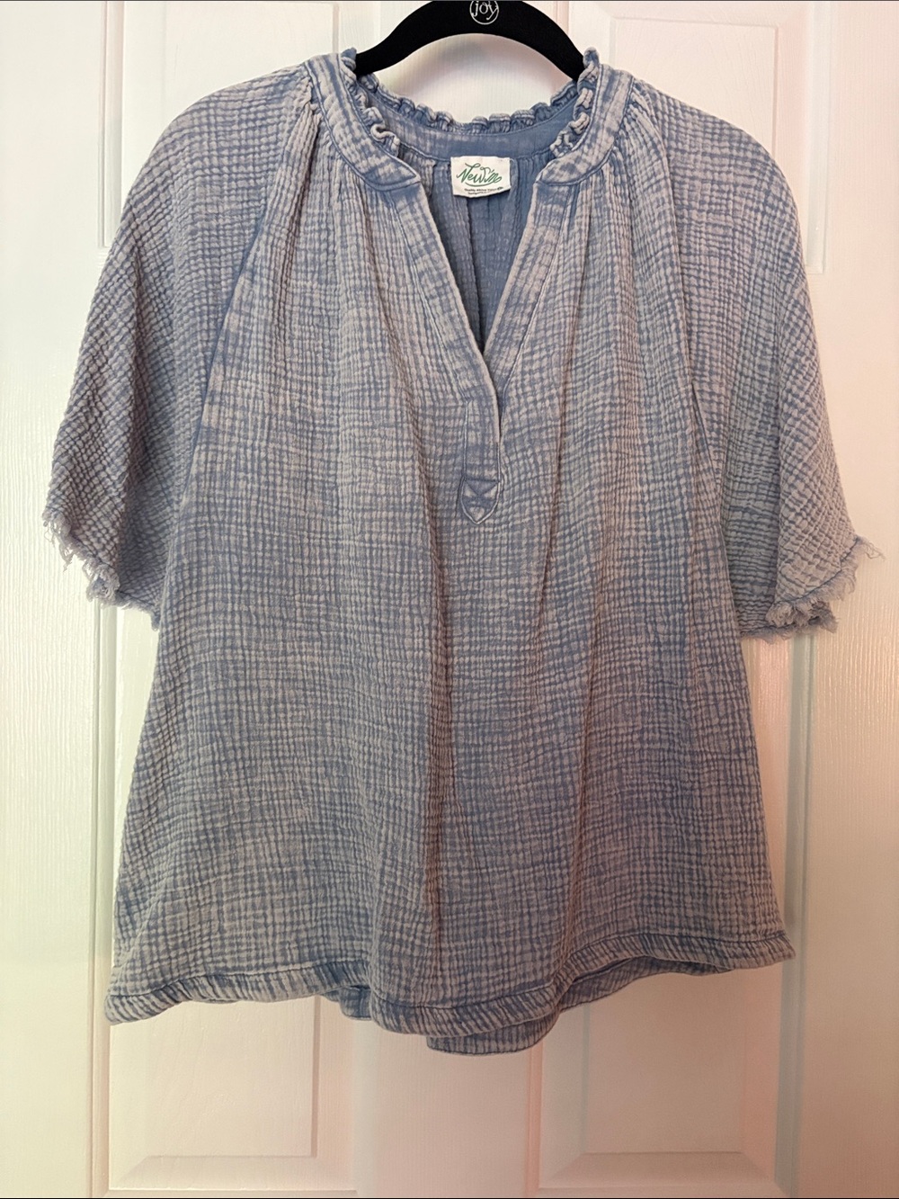 Light Blue Gauze Short-Sleeve Tunic by